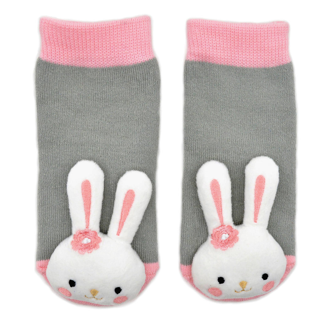 Pink Bunny Boogie Toes - Baby Rattle Socks 0 - 1 Y Boogie Toes