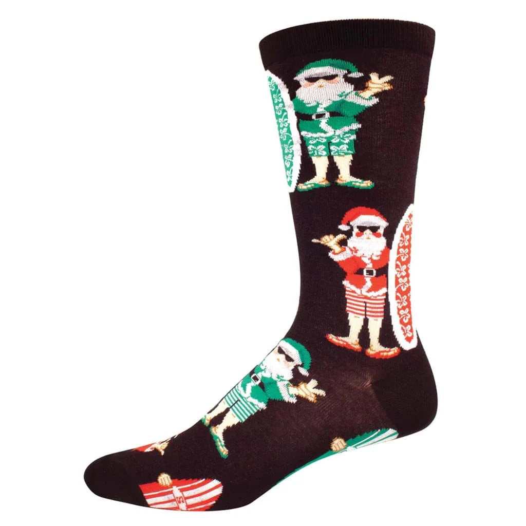 Surf Santa Men's Crew Socks Black