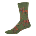 Xmas Lights Moose Men's Crew Socks Green