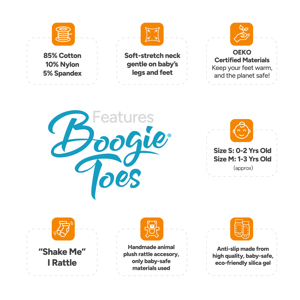Pink Bunny Boogie Toes - Baby Rattle Socks 0 - 1 Y Boogie Toes