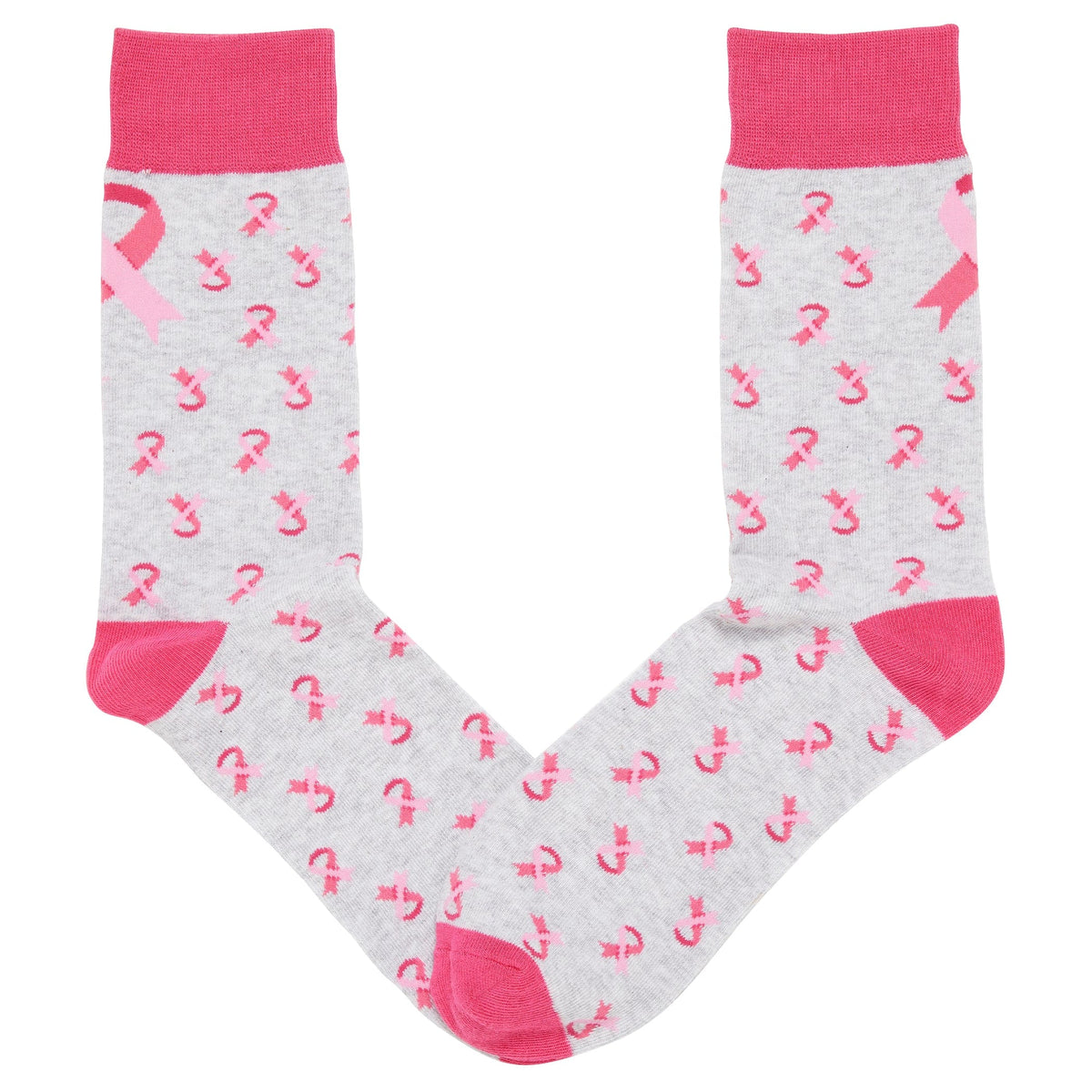 Breast Cancer Awareness Ribbon Logo Crew Sock Grey