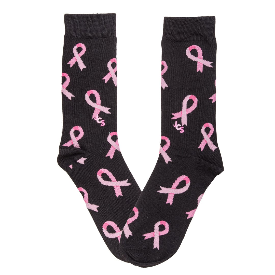 Breast Cancer Awareness Ribbon Black Crew Sock