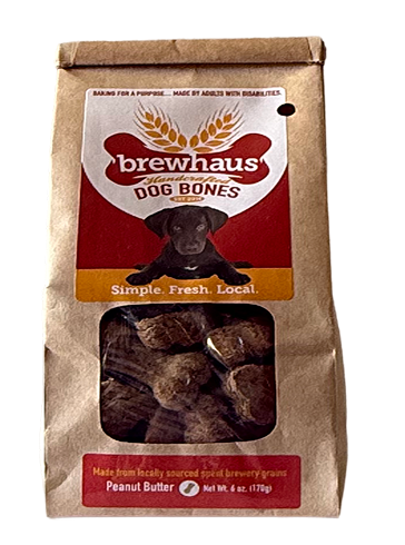 Brewhaus Handcrafted Dog Bones made by adults with disabilities.