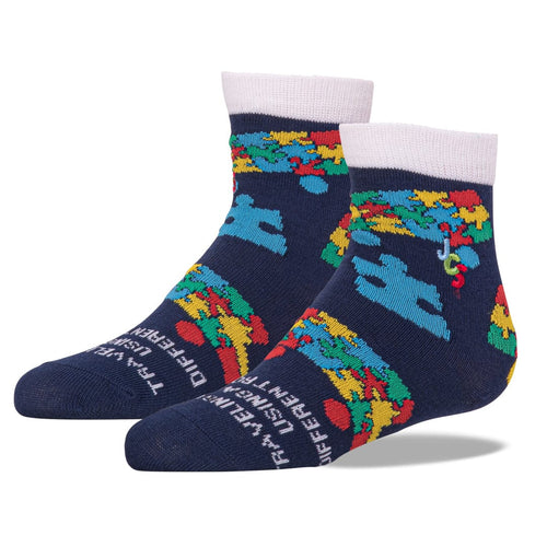 Bus Puzzle Piece Autism Awareness Socks Crew Sock