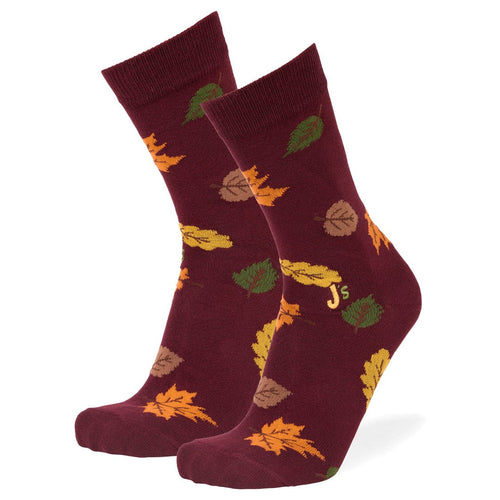 Autumn Leaves Crew Socks Wine / Large