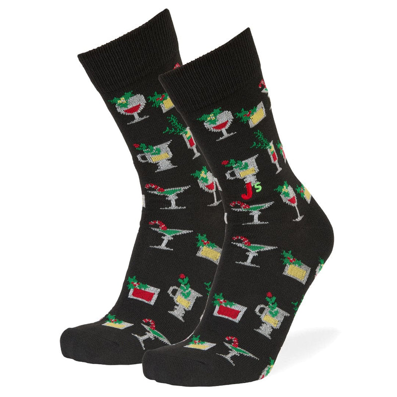 Holiday Spirits crew socks on black