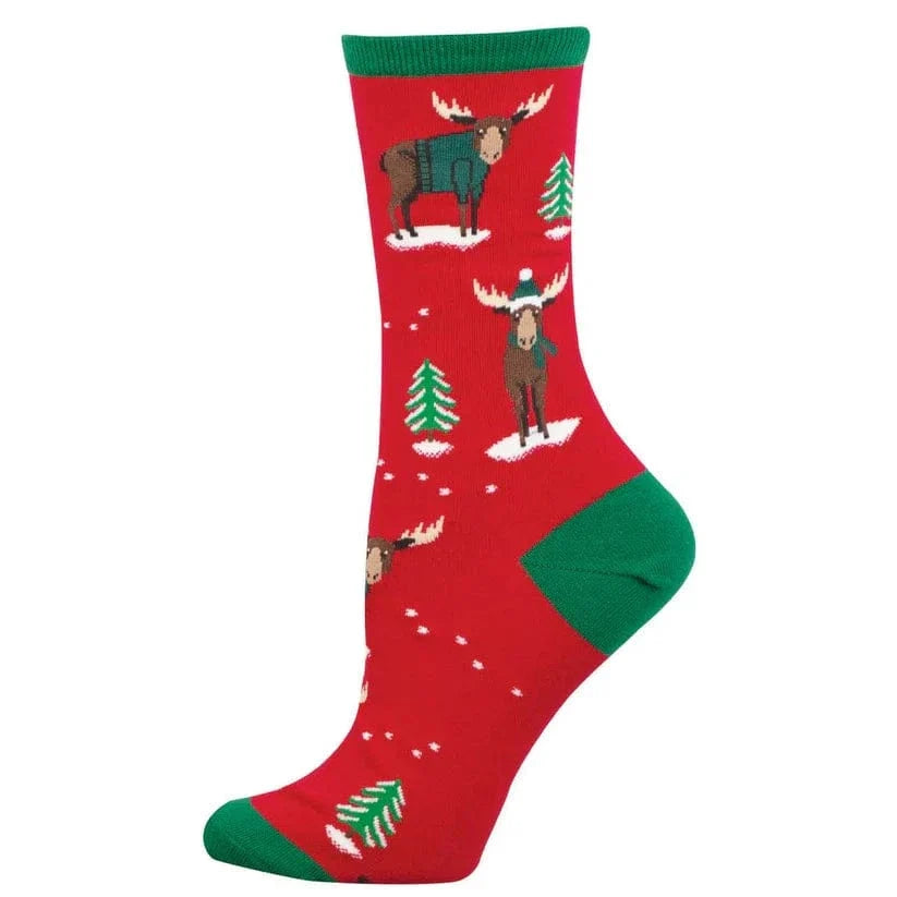 Christmoose Women's Crew Sock Red SockSmith