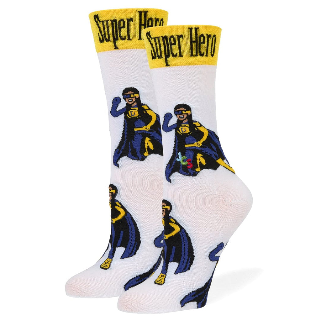 Down Syndrome Superhero Girl Crew Sock Women's / White