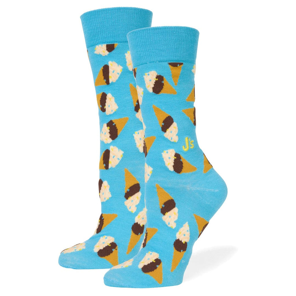 Ice Cream Treat Womens Crew Socks Blue