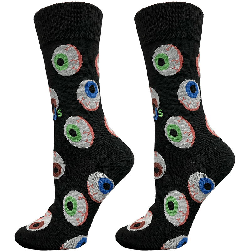 Spooky Eyeballs Crew Socks Black / Medium John's Crazy Socks