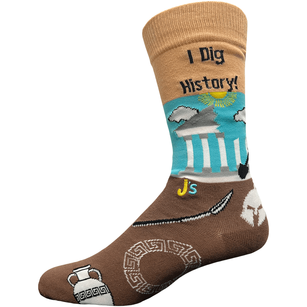 I Dig History Men's Crew Socks Brown