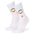 White athletic knit sock with neurodiversity symbol