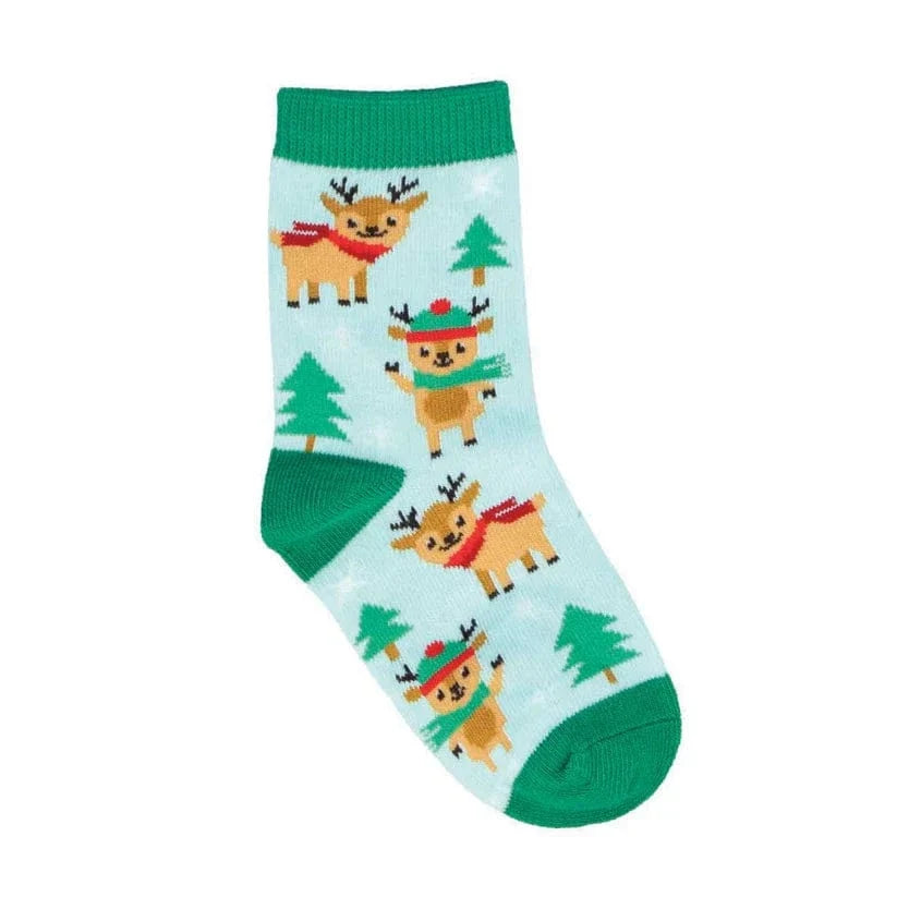 Reindeer Games Youth Crew Socks Blue SockSmith
