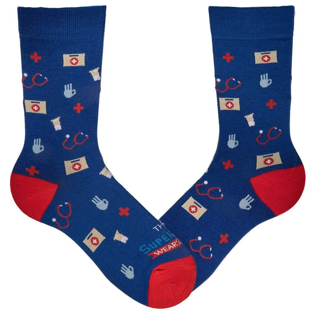 This Superhero Wears Scrubs Sock Crew Socks Navy / Men