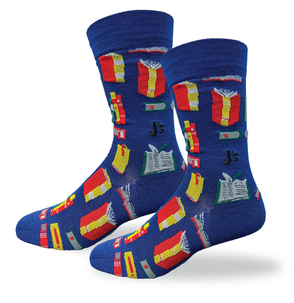 Book Shelf Womens Crew Socks Blue