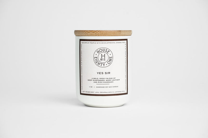 House 81 Yes Sir 11 oz. Deco Soy Wax Candle Ceramic with wooden lid