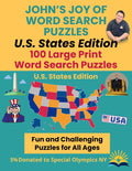 John's Joy of Word Search Puzzles: US States Edition 100 Large Print Word Search Puzzles